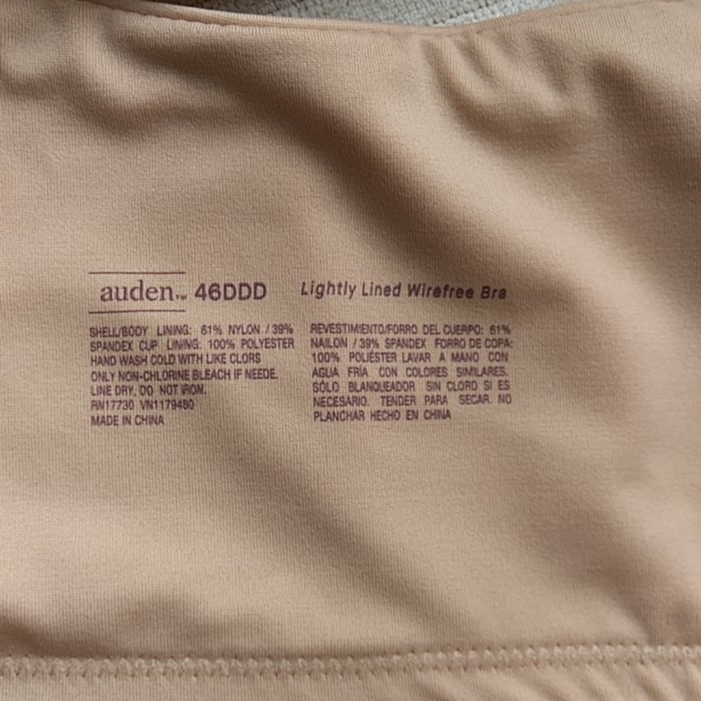 Auden Lightly Lined Wirefree Bra Plus Size 46DDD - Picture 2 of 13